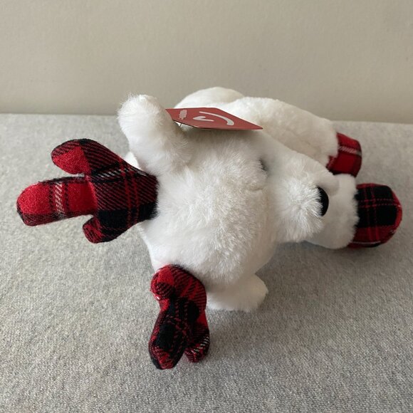 Aurora Red White Black Plaid Hooves Antlers White Holiday Reindeer 10" 2020 - Picture 6 of 12